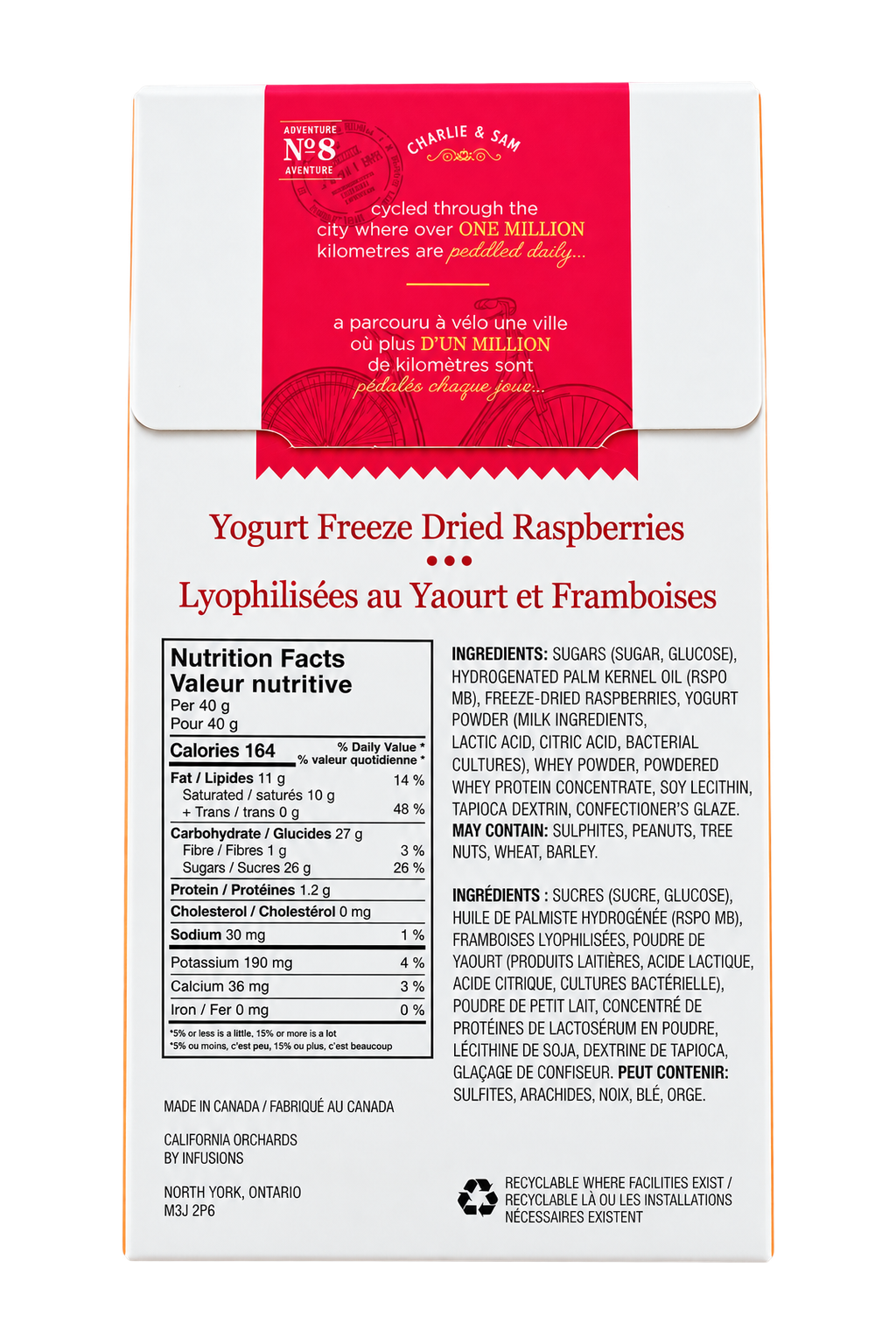 California Orchards by Charlie & Sam's Yogurt Freeze-Dried Raspberries 80g