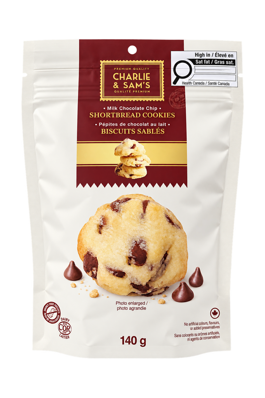 Charlie & Sam’s Milk Chocolate Chip Shortbread Cookies 140g