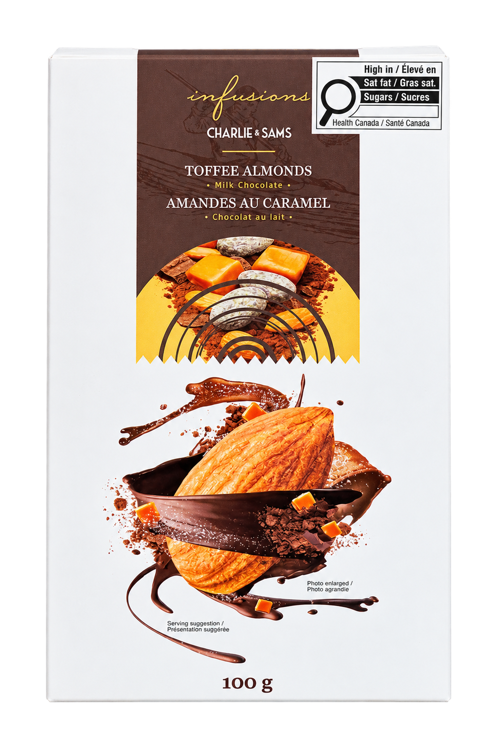 Infusions by Charlie & Sam's Milk Chocolate Toffee Almonds 100g