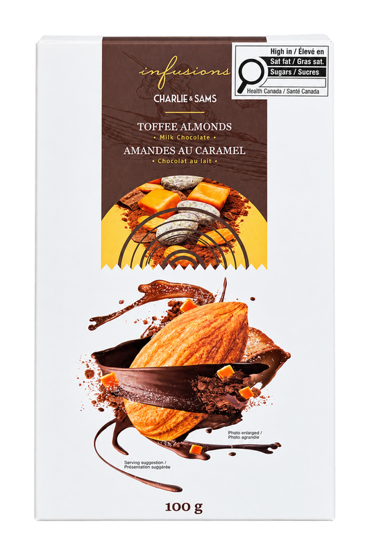 Infusions by Charlie & Sam's Milk Chocolate Toffee Almonds 100g
